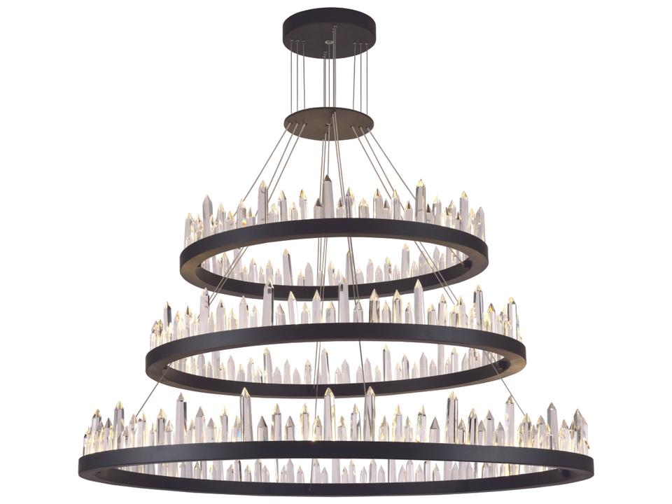Malta 128-Light Satin Dark Grey Crystal LED Drum Tiered Chandelier