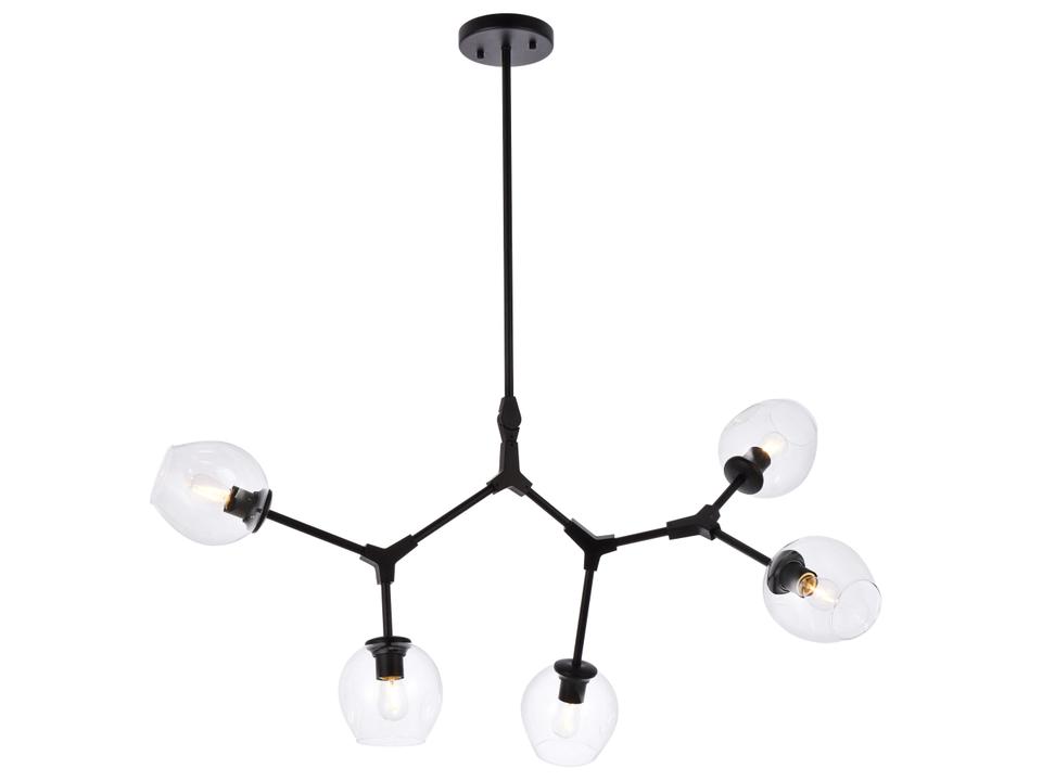 5-Light Cavoli Black and Clear Glass Chandelier