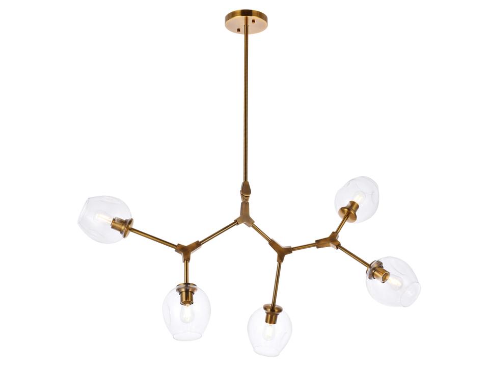 Cavoli 5-Light Chandelier in Brass and Clear Glass