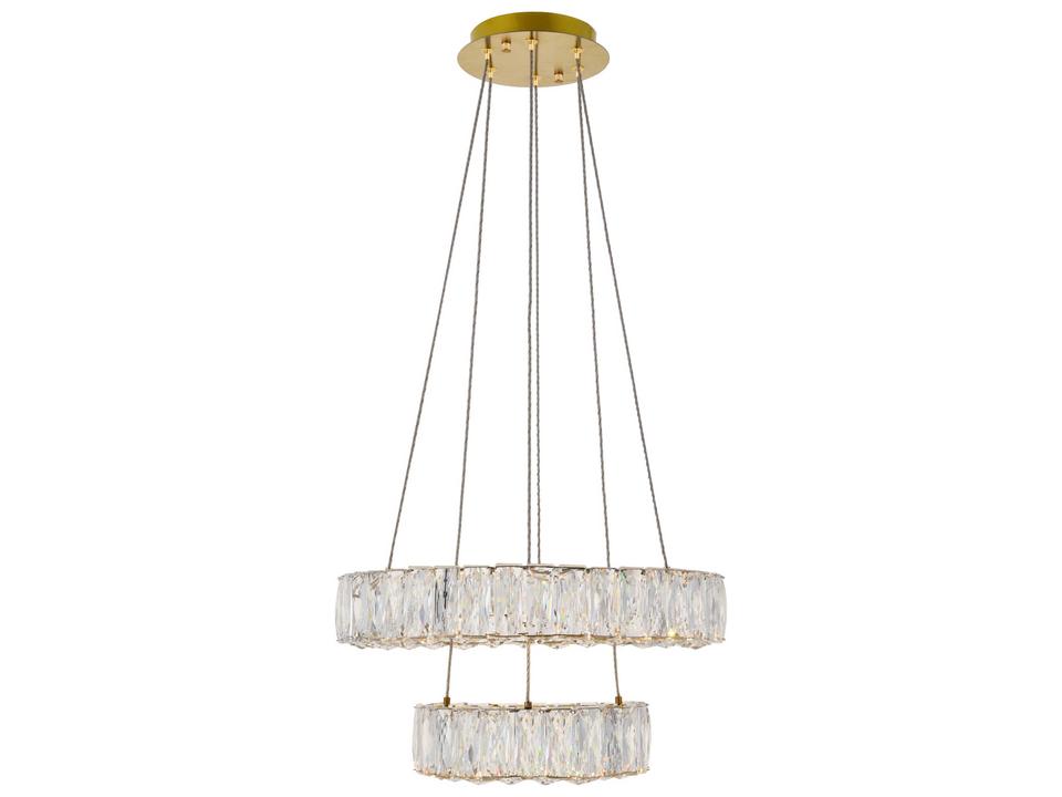 Monroe 2-Light Gold Clear Crystal LED Drum Chandelier