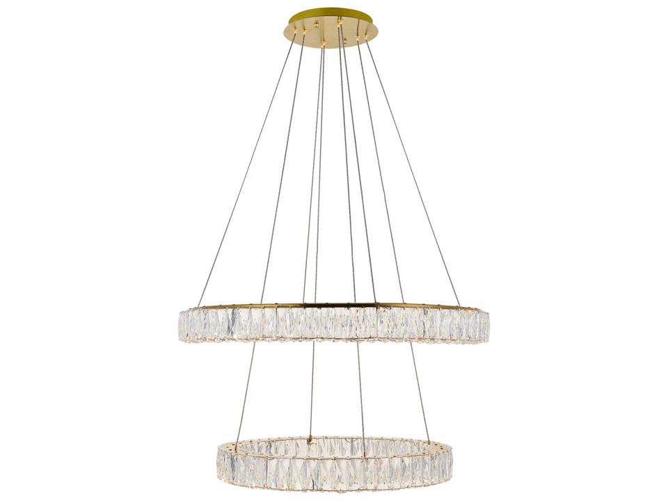 Monroe 2-Light Gold Clear Crystal LED Drum Chandelier