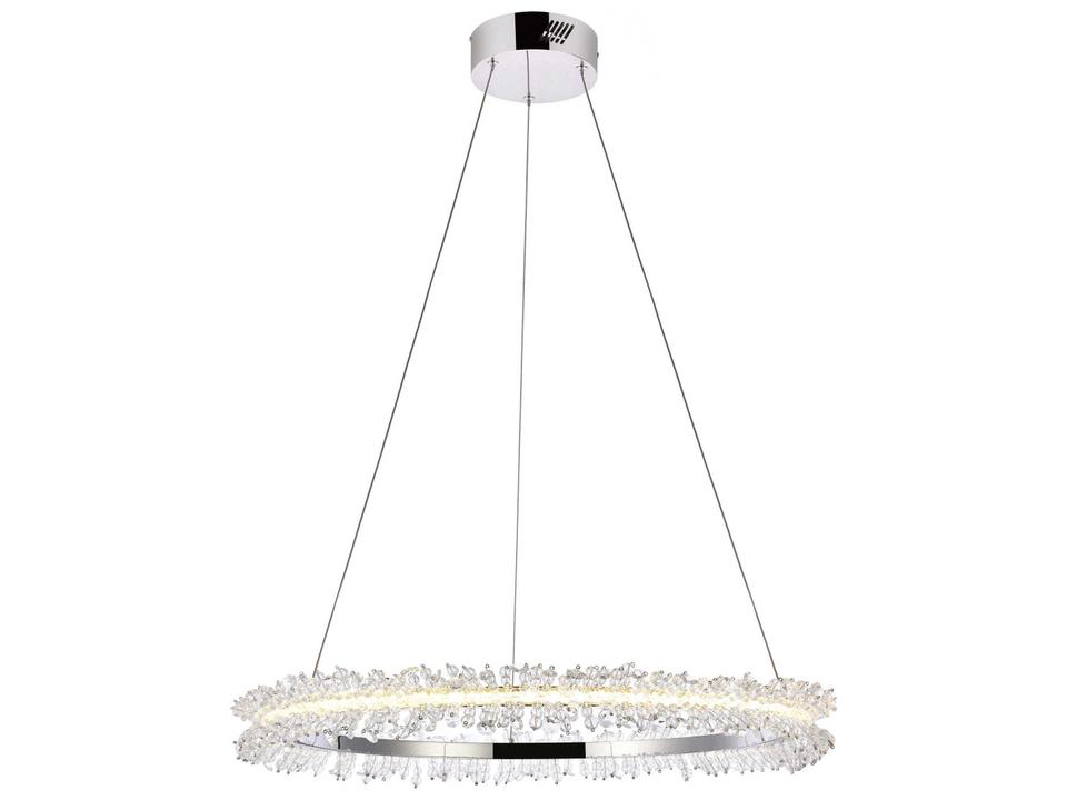 Laurel LED Pendant Light in Chrome with Clear Crystal