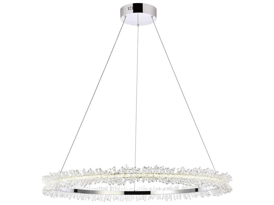Laurel 1-Light LED Drum Chandelier with Clear Crystal in Chrome
