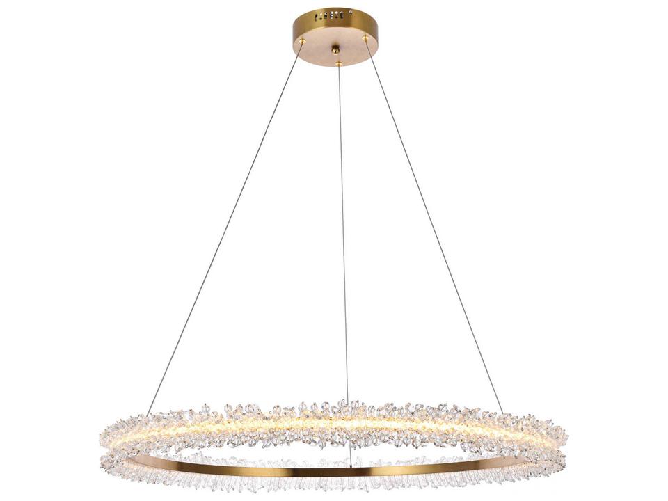 Laurel Gold Clear Crystal LED Drum Chandelier