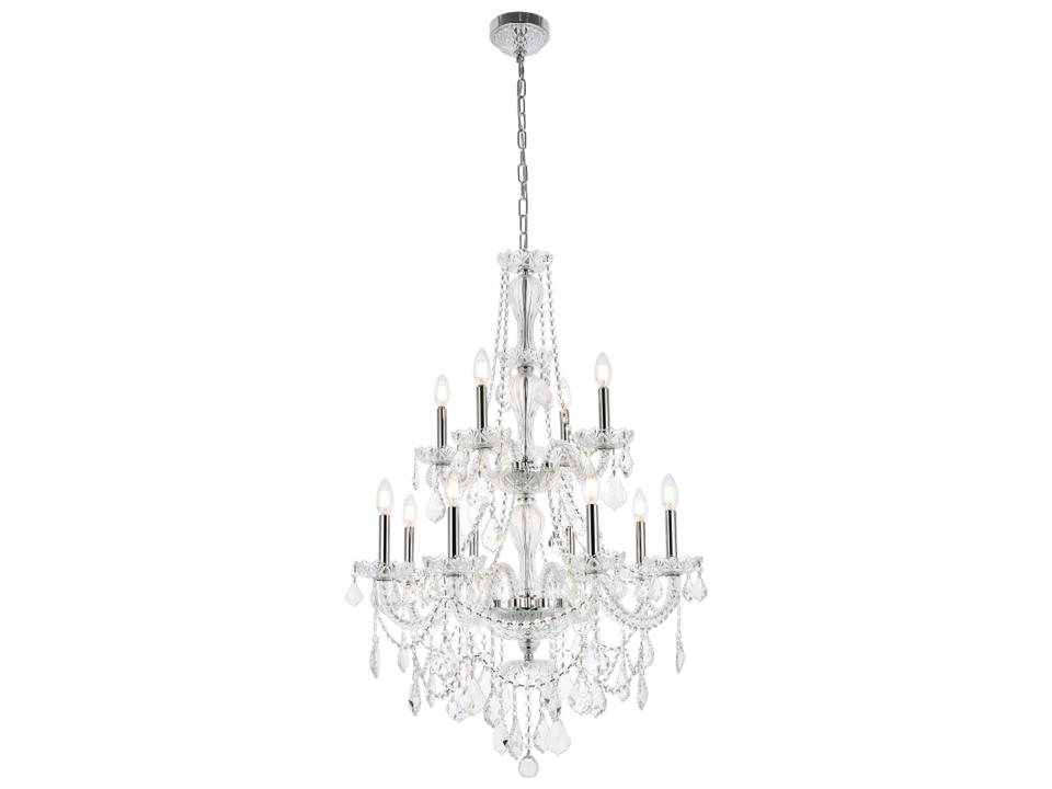 12-Light Giselle Empire Chandelier in Chrome with Royal Cut Crystal