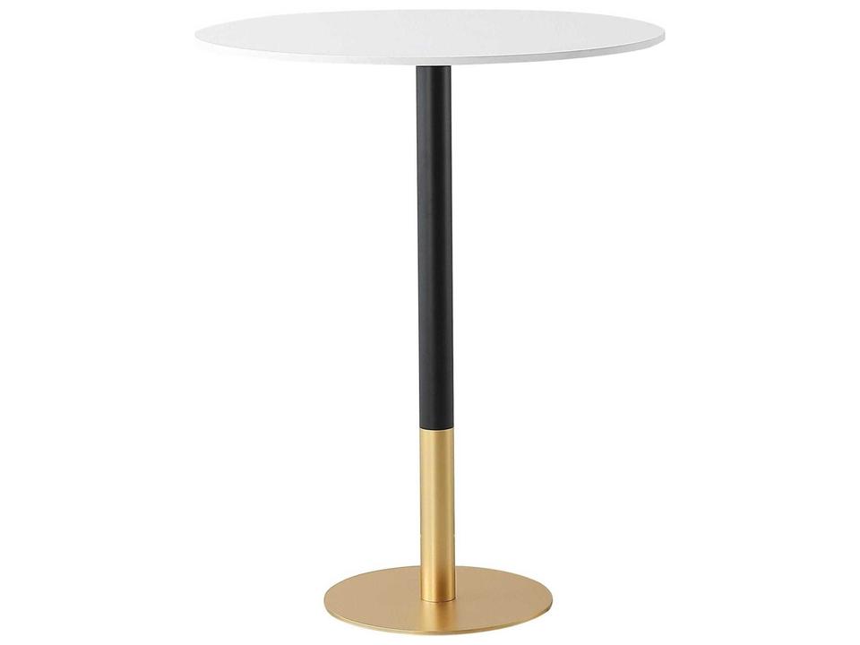 Ronan Round Pub Table White Engineered Marble Gold Iron Base