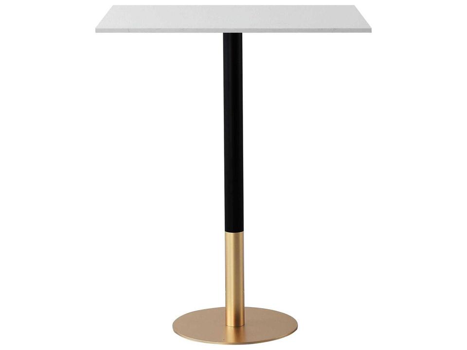 Ronan Rectangular Faux Marble Bar Table in White and Gold