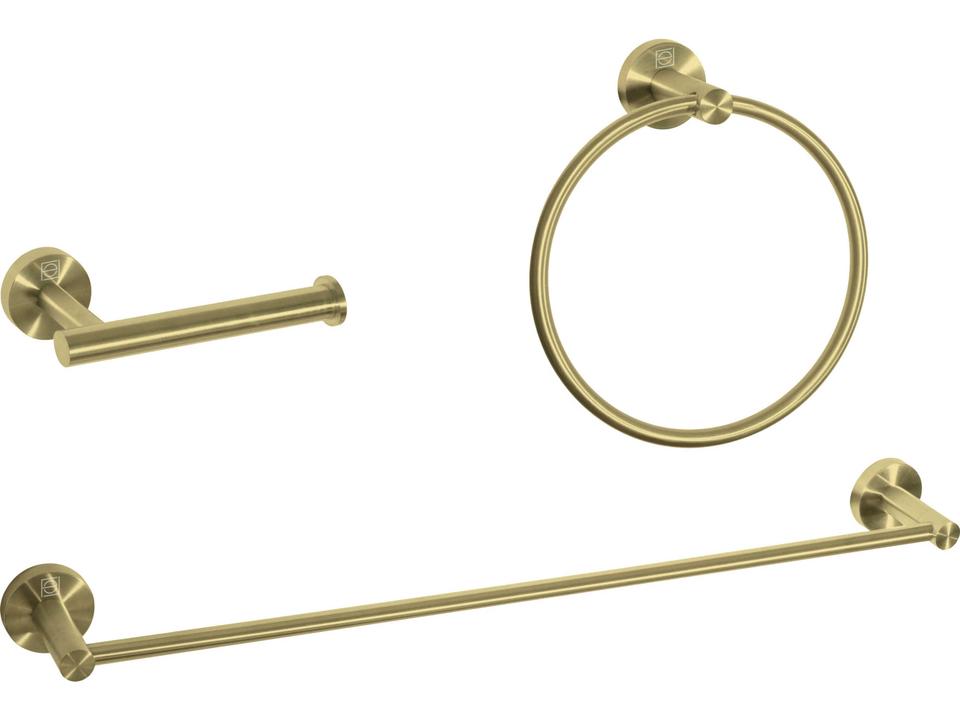 Alma 3-Piece Bathroom Hardware Set in Brushed Gold