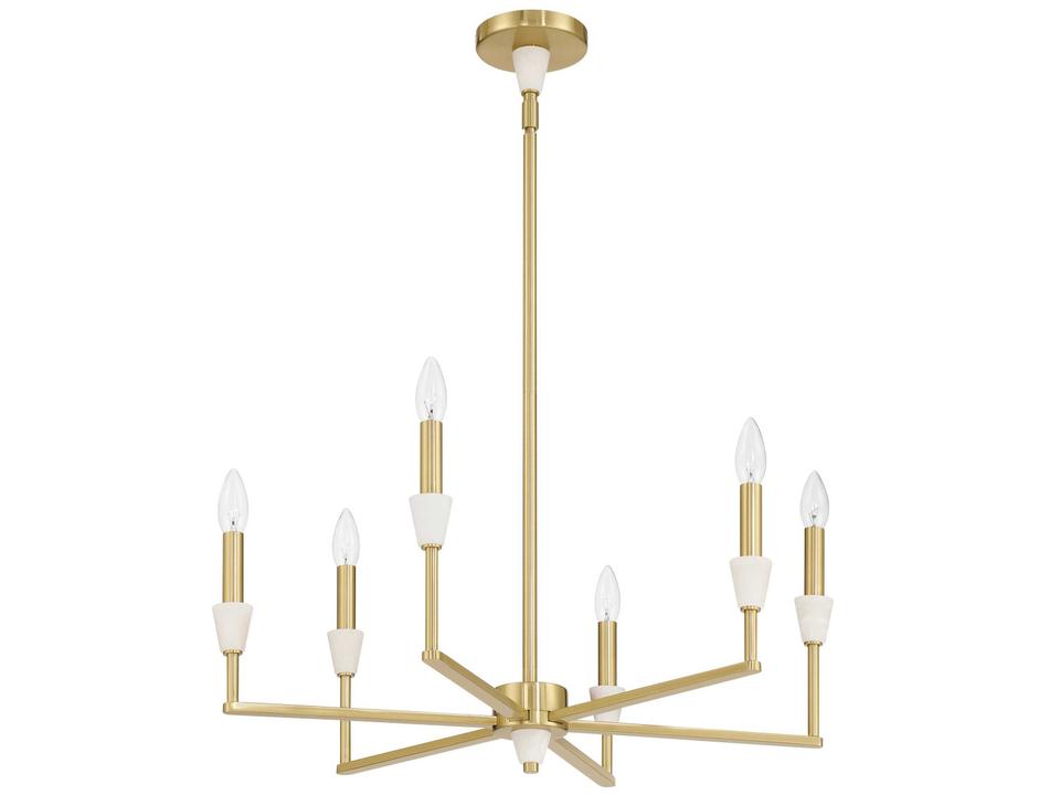 Montclair 6-Light Brushed Gold White Chandelier