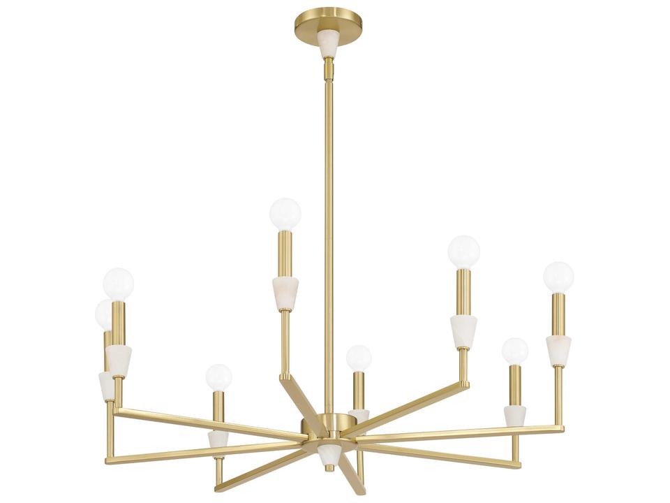Montclair 8-Light Brushed Gold White Chandelier