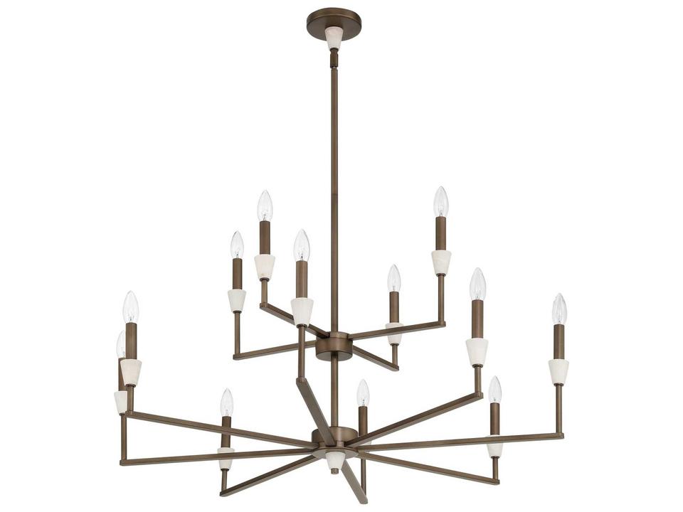 Montclair 12-Light Forged Bronze White Chandelier