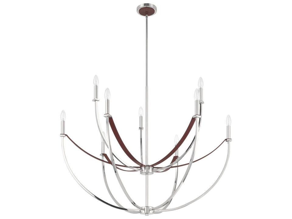 Sussex 9-Light Polished Nickel Dark Brown Chandelier