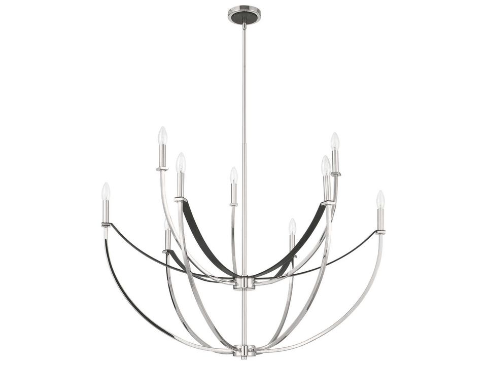 Sussex 9-Light Polished Nickel Black Chandelier