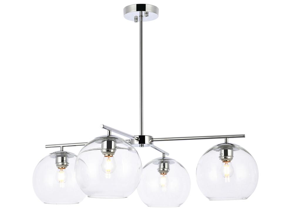 Opus 4-Light Chrome and Clear Glass Globe Chandelier