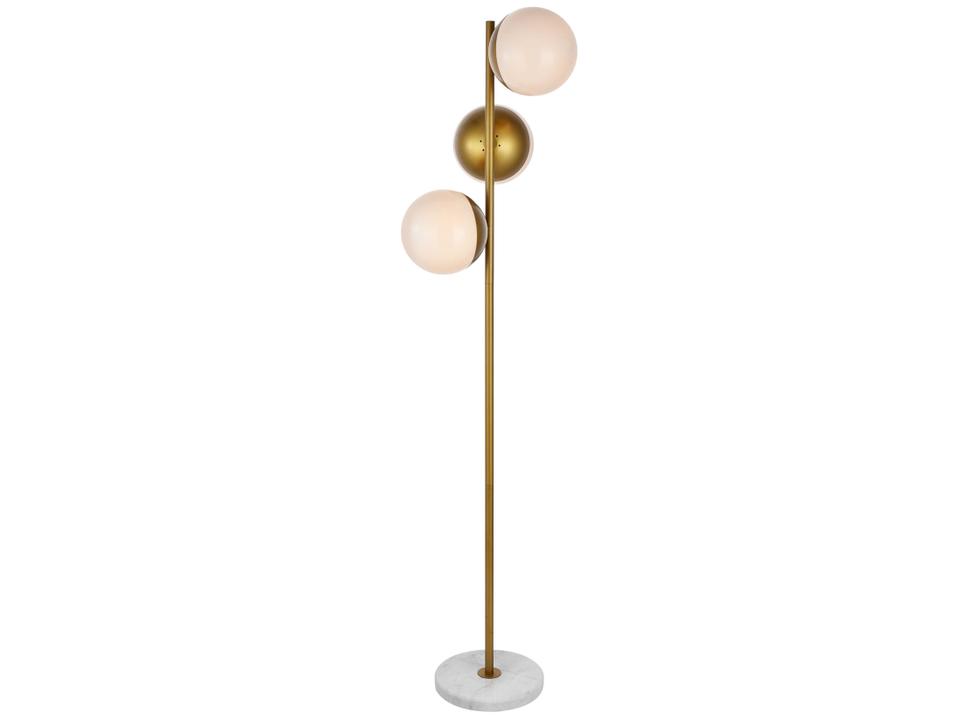 Eclipse 3-Light Floor Lamp in Brass with Frosted White Glass