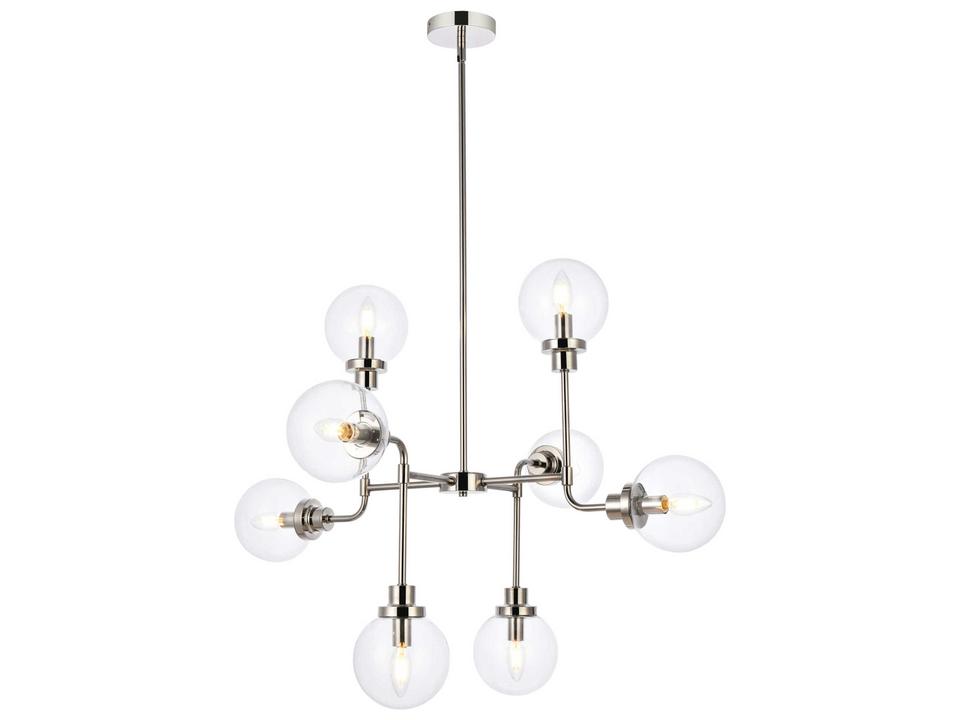 Hanson 8-Light Polished Nickel Chandelier with Clear Glass Shades