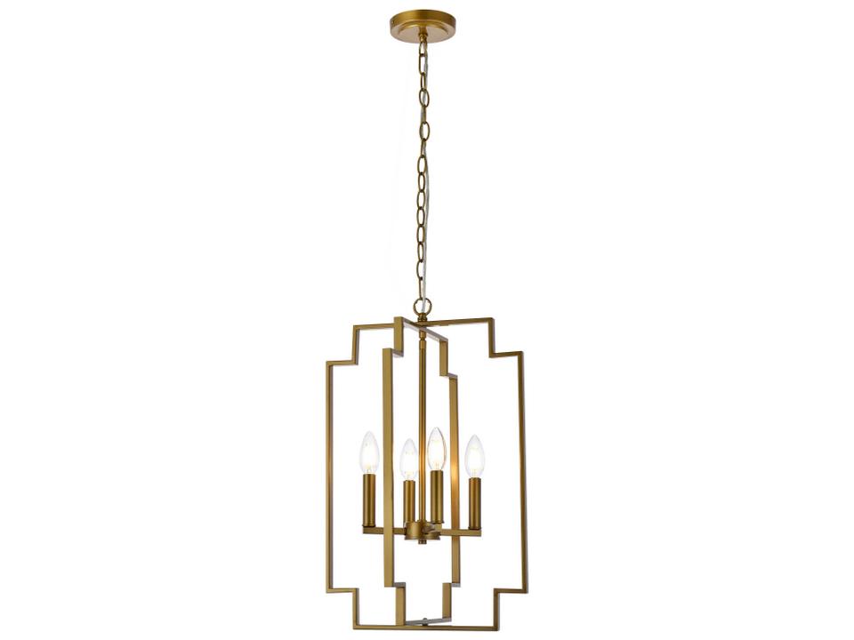 4-Light Rosenfeld Chandelier in Brass