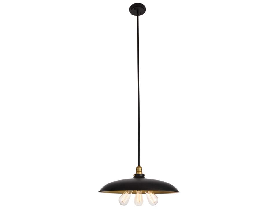 Anders 3-Light Black Brass Glass Bowl Pendant