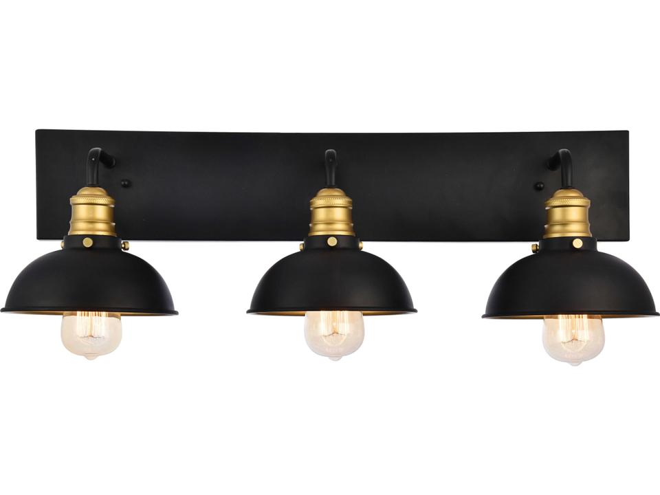 Anders 3-Light Black and Brass Vanity Light