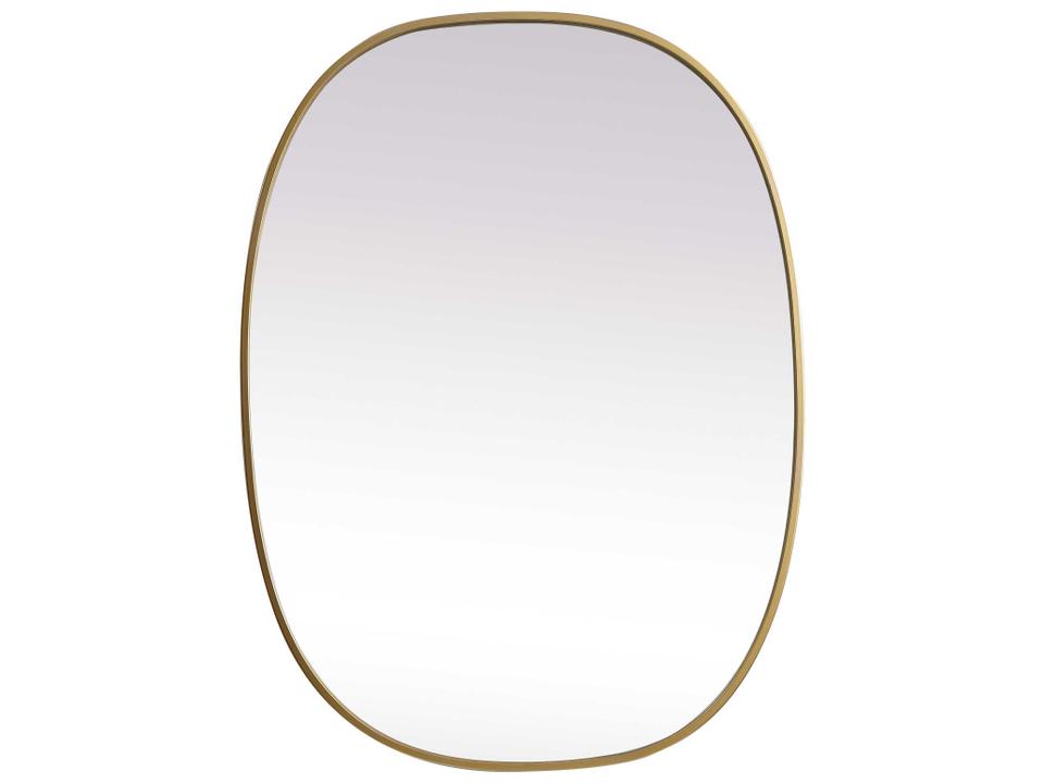 Brynn Wall Mirror with Rounded Corners in Brass Finish