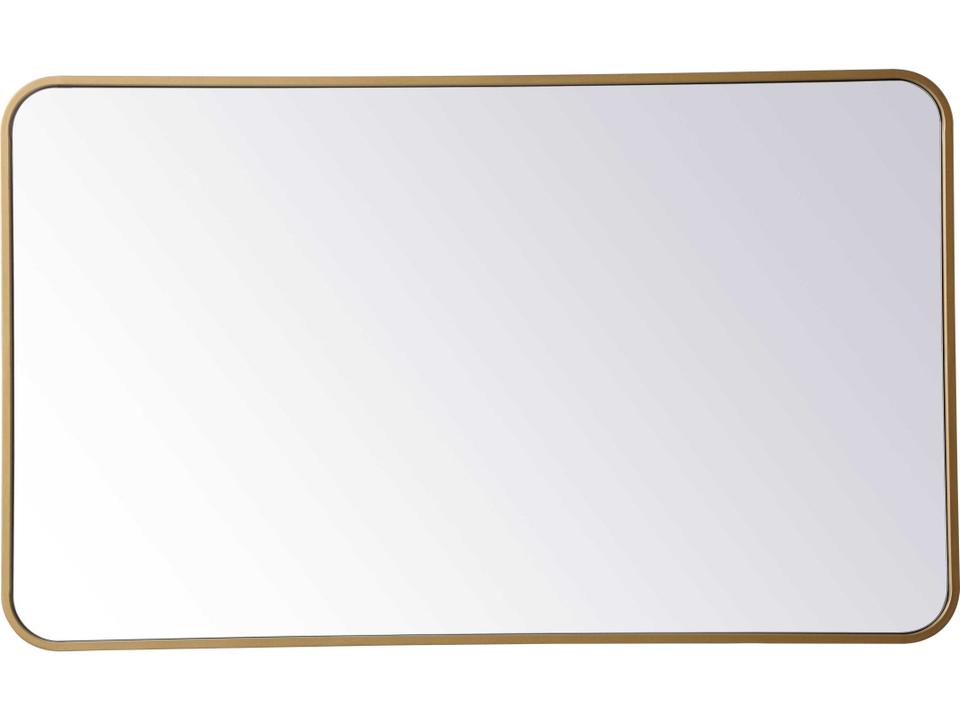 Evermore Soft Corner Rectangle Wall Mirror in Brass