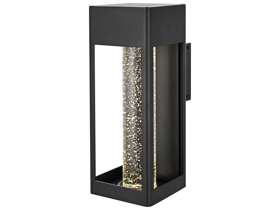 Amaris 1-Light Outdoor Wall Sconce in Black with Seedy Glass