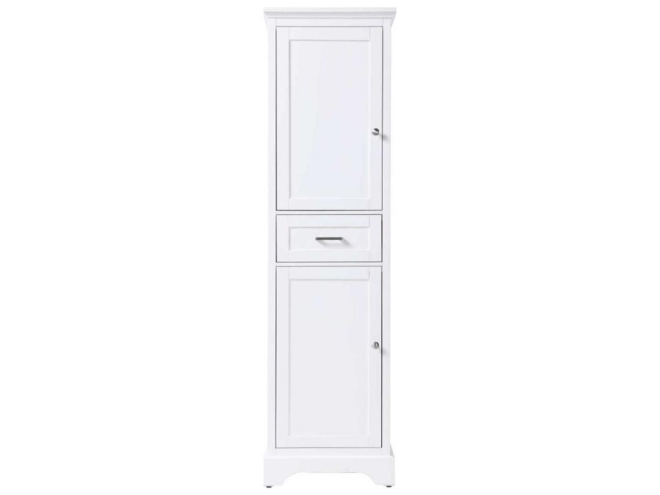 Americana Tall Bath Storage Cabinet in White with Soft-Close Drawer