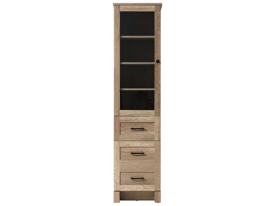 Soma Natural Oak Brown Bath Storage Glass Cabinet