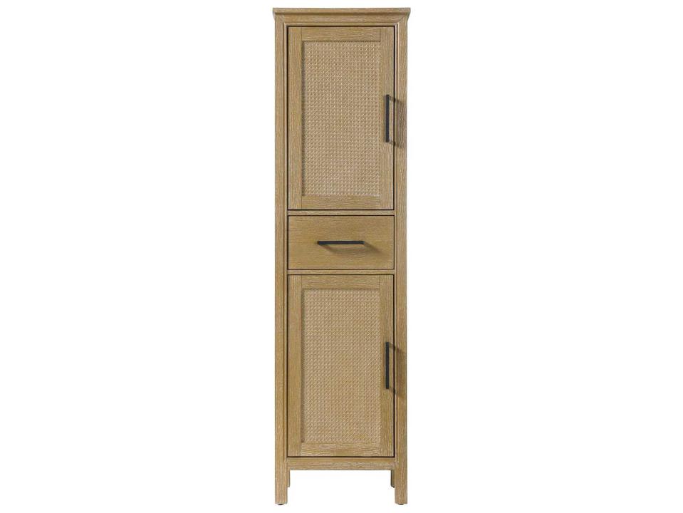 Alina Linen Oak Brown Rubberwood Bath Storage Cabinet