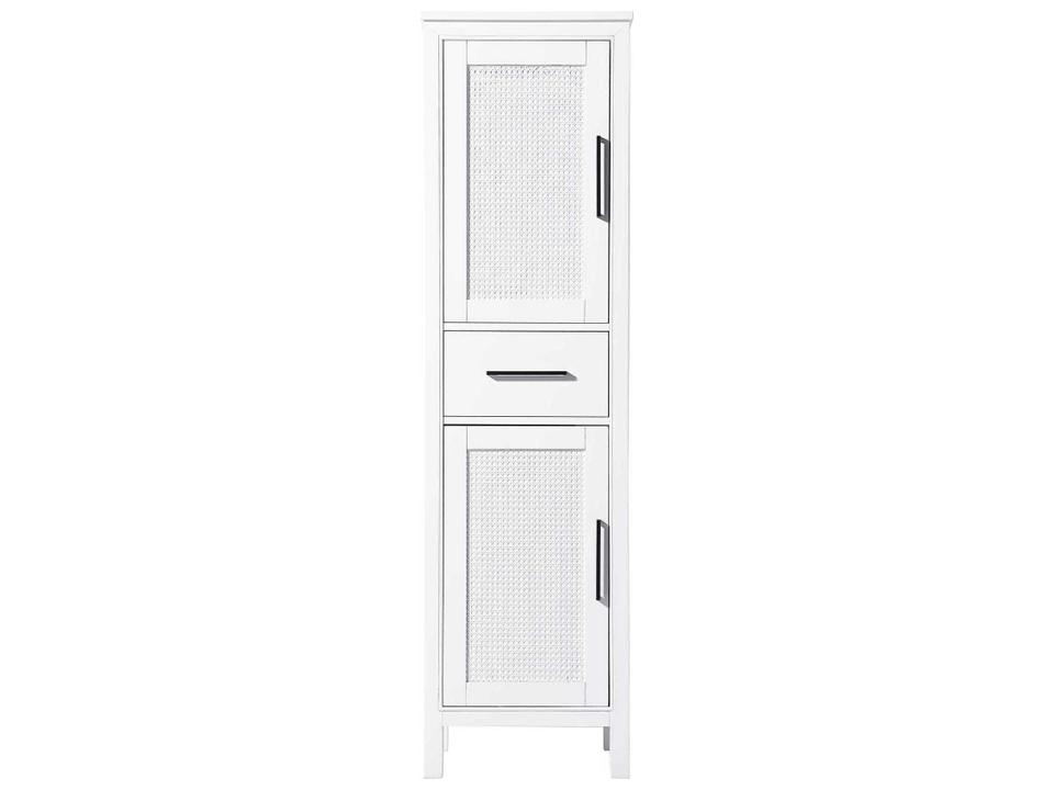 Alina White Rubberwood Bath Storage Cabinet