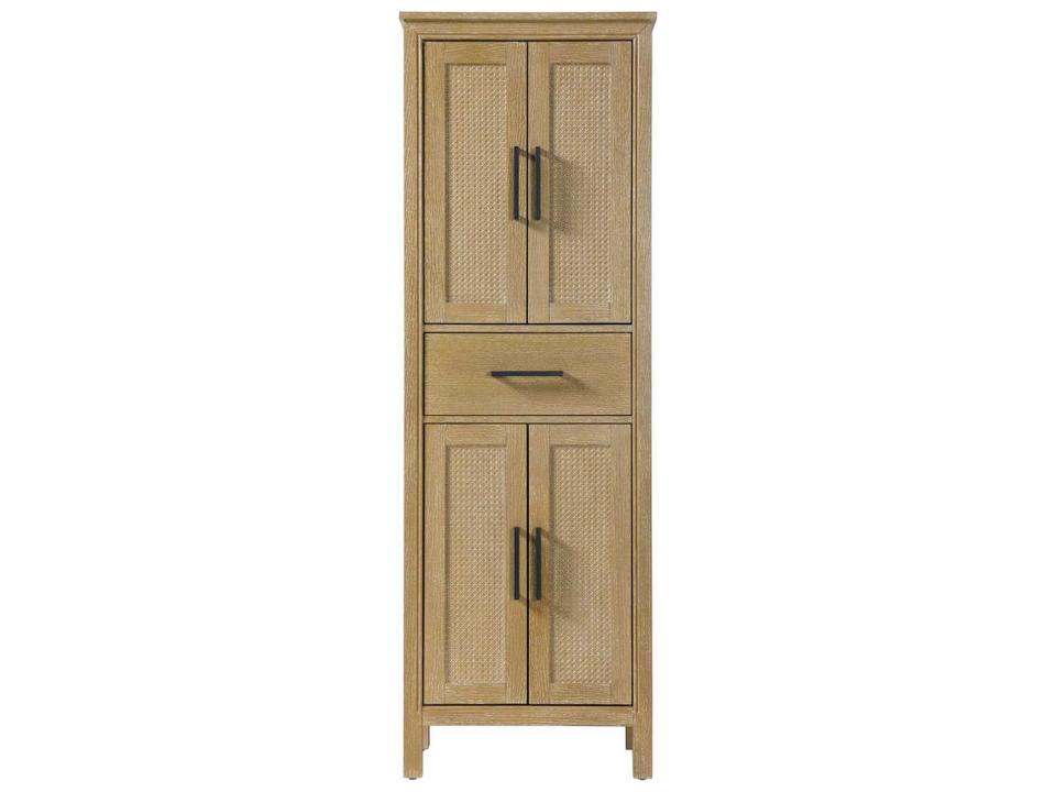 Alina Linen Oak Rubberwood Bath Storage Cabinet