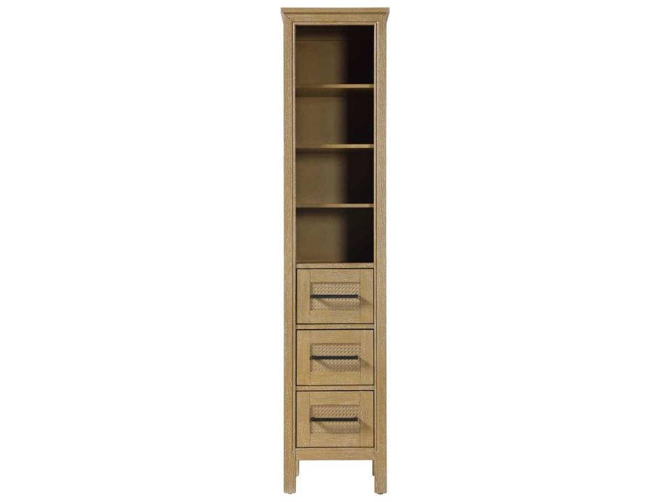 Alina Linen Oak Brown Rubberwood Bath Storage Cabinet with Open Shelving