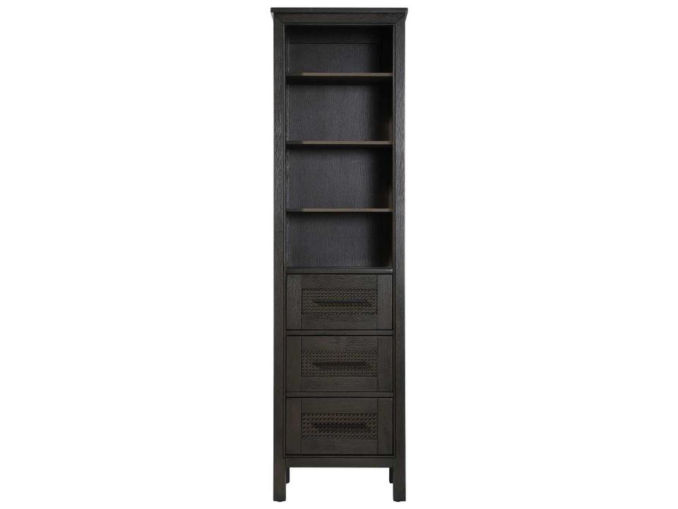 Alina Bath Storage Cabinet with Open Shelving and Drawers in Chocolate Oak Brown Rubberwood