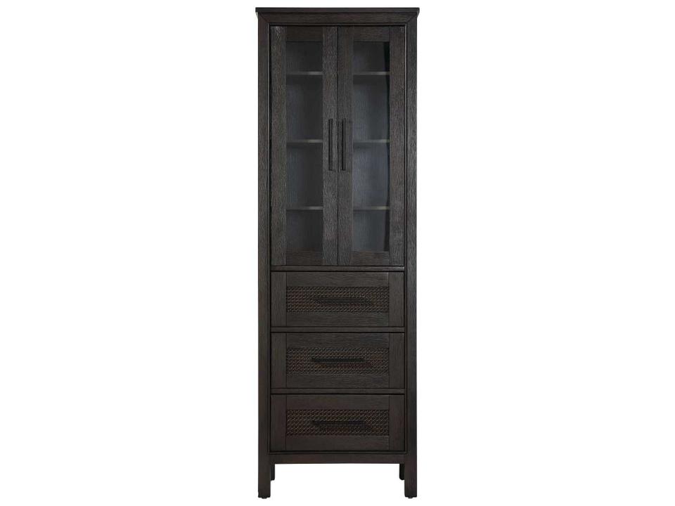 Alina Bath Storage Glass Cabinet in Chocolate Oak Brown