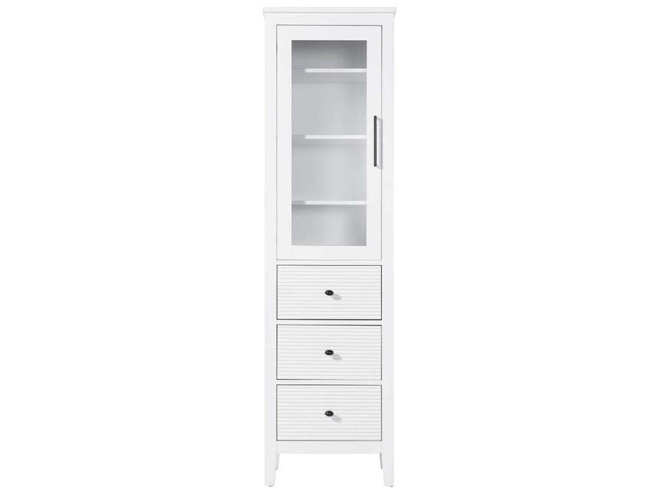 Blakely 20-Inch White Rubberwood Bath Storage Glass Cabinet