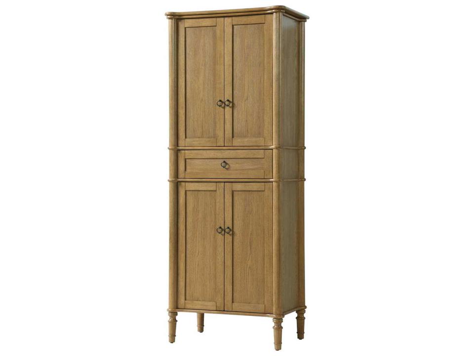 Issac Honey Teak Natural Rubberwood Bath Storage Cabinet