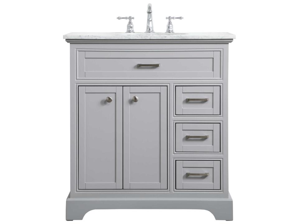 Americana Grey 32 Inch Bathroom Vanity with Carrara Marble Top