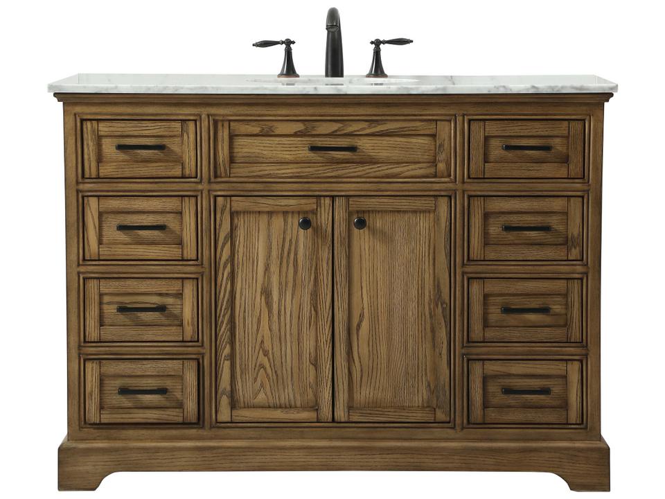 Americana 48-Inch Single Bathroom Vanity in Driftwood with Marble Top