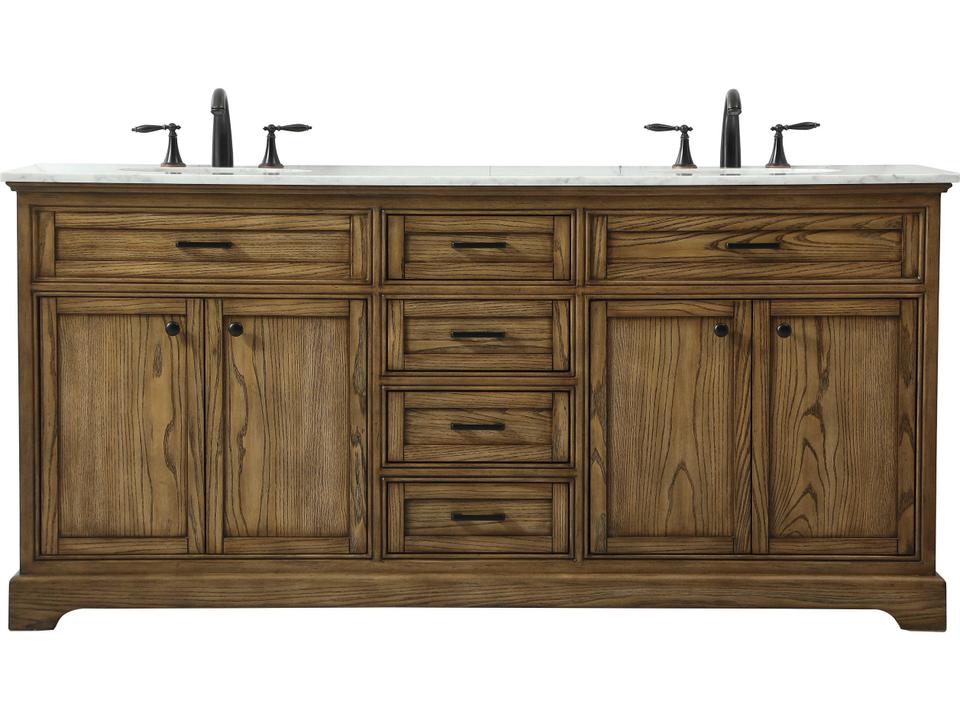 Americana 72-Inch Double Bathroom Vanity in Driftwood