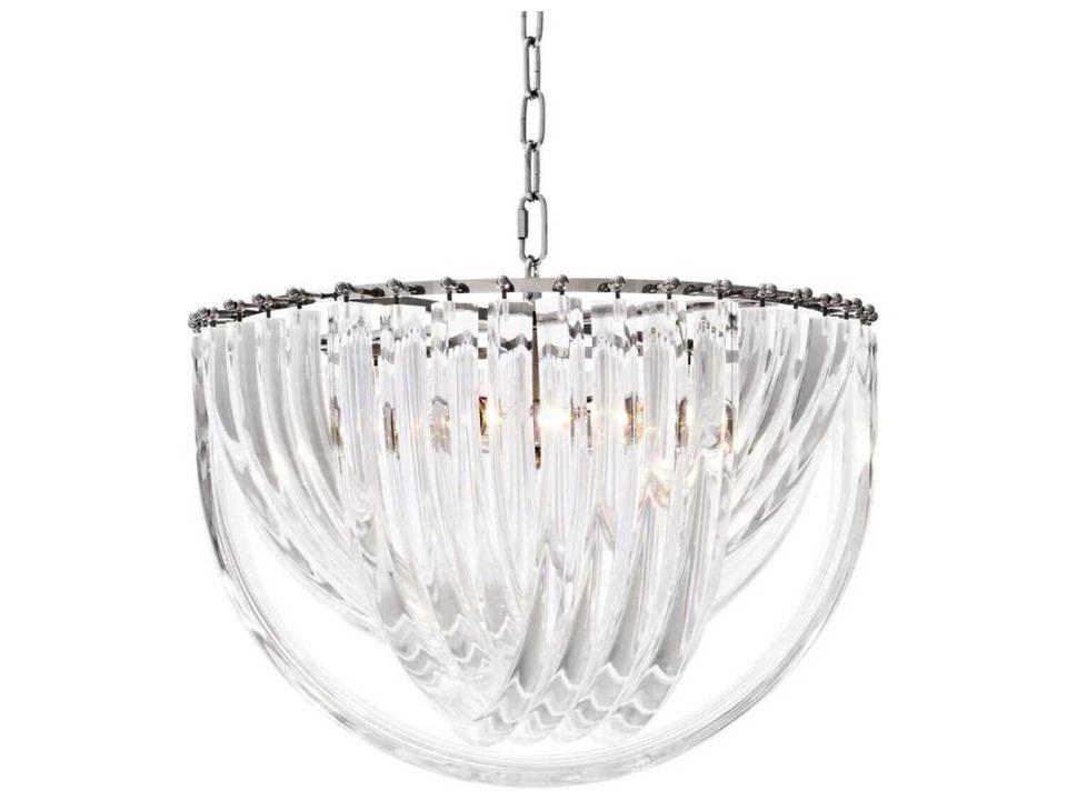 Murano Chandelier Nickel Finish Art Deco