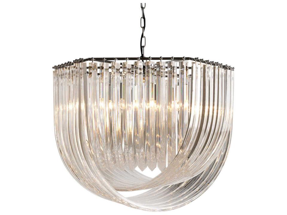 Hyères Acrylic Chandelier with Polished Nickel Finish