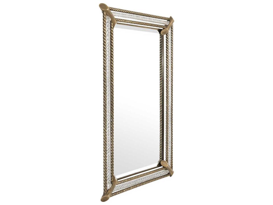 Civita Wall Mirror in Vintage Brass with Hand Blown Glass