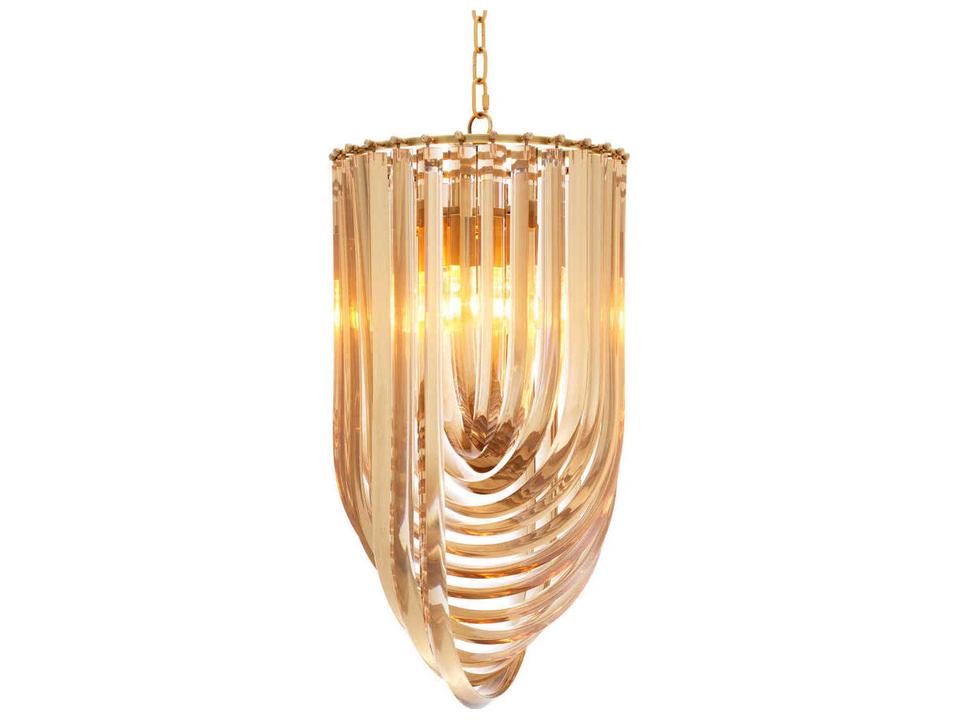 Murano Chandelier in Antique Brass and Champagne Acrylic