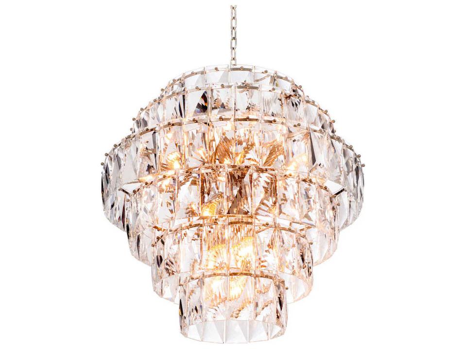 Amazone Chandelier in Nickel and Crystal Glass