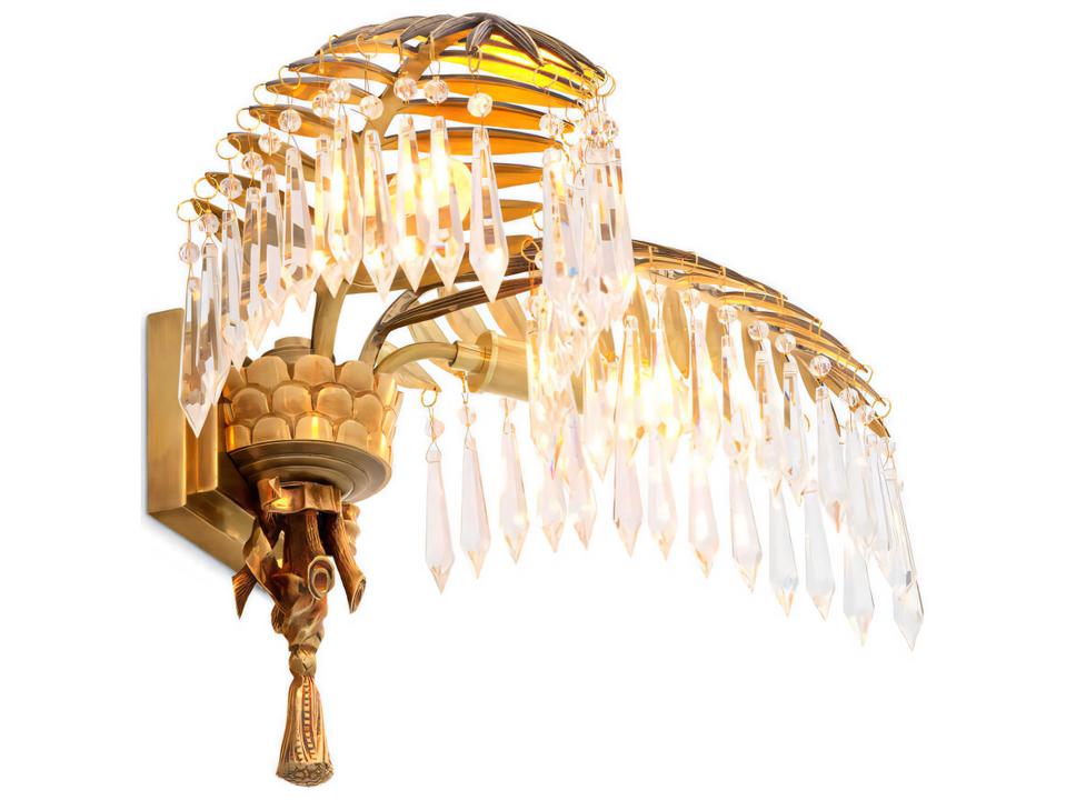 Hildebrandt Wall Lamp in Antique Brass and Crystal Glass