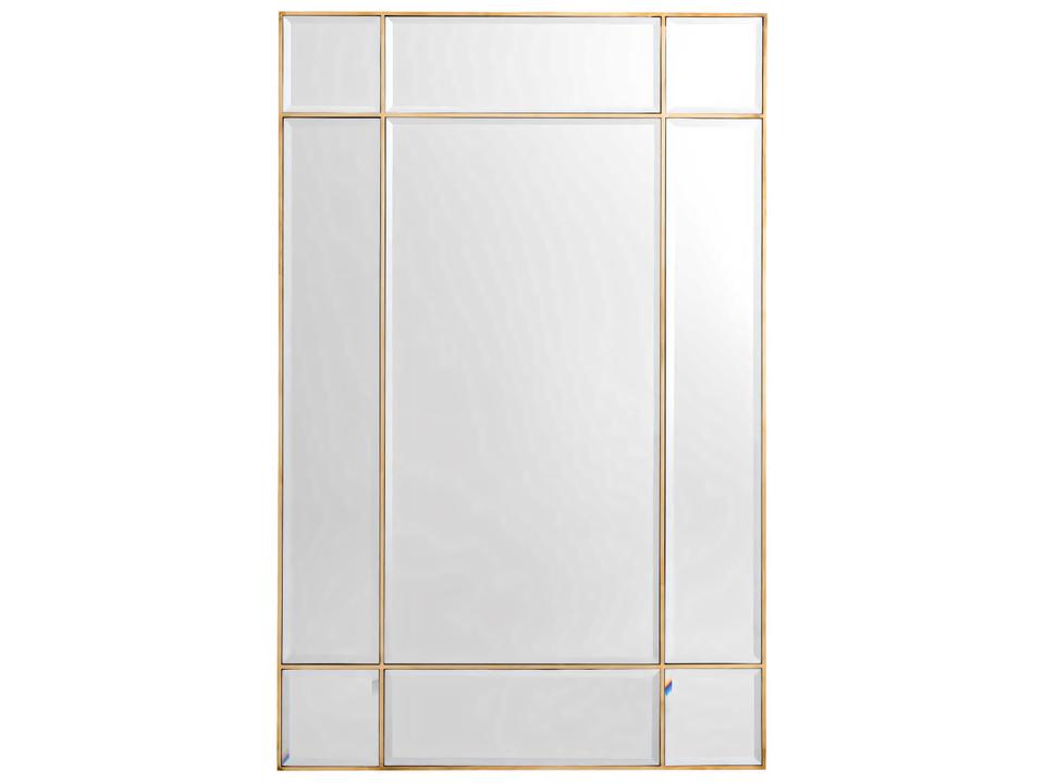 Beaumont Window-Shaped Wall Mirror in Vintage Brass and Bevelled Glass