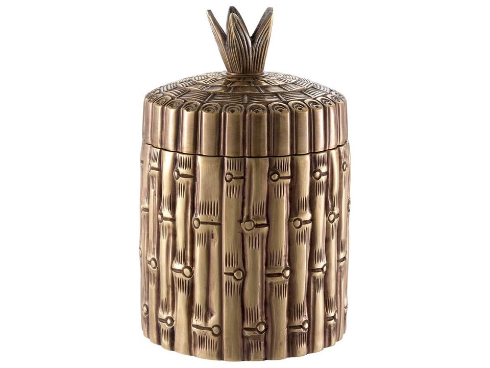 Box Bamboo Round Vintage Brass Finish