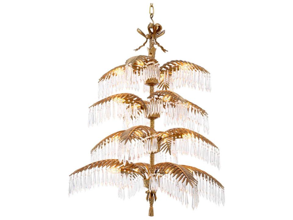 Hildebrandt XL Chandelier in Vintage Brass and Crystal Glass
