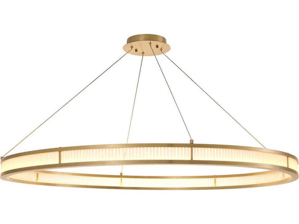 Damien XL 1-Light LED Chandelier in Antique Brass with Frosted Glass