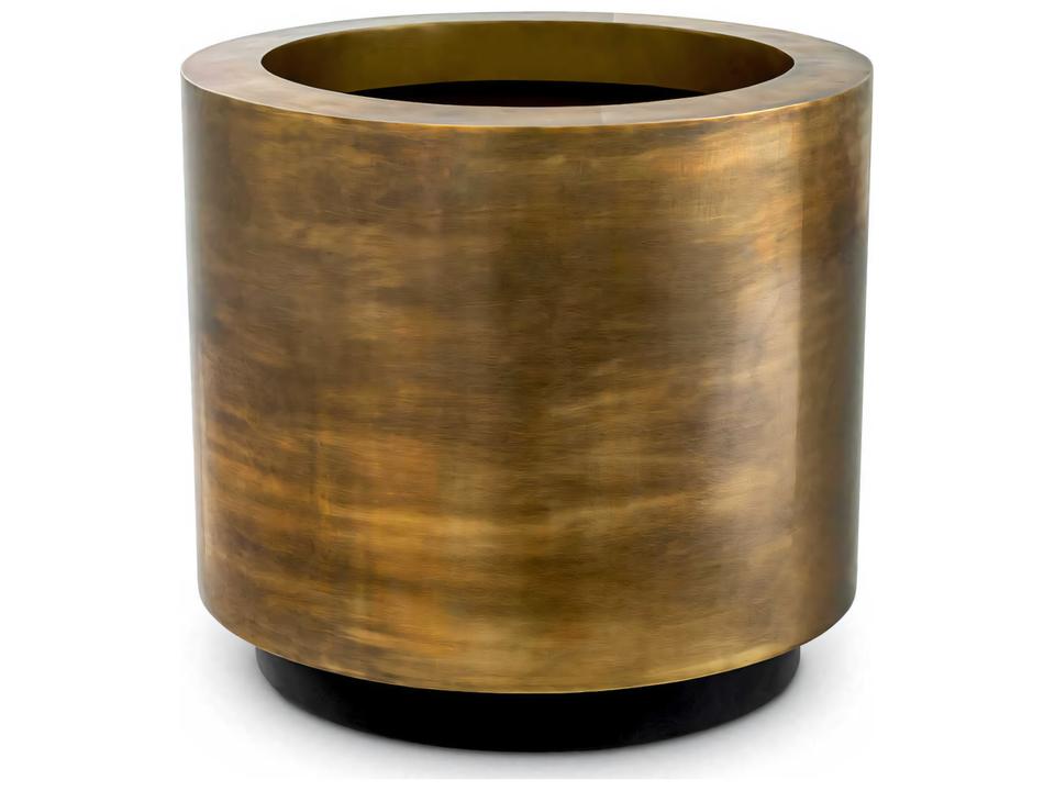 Jasper S Round Vintage Brass Planter